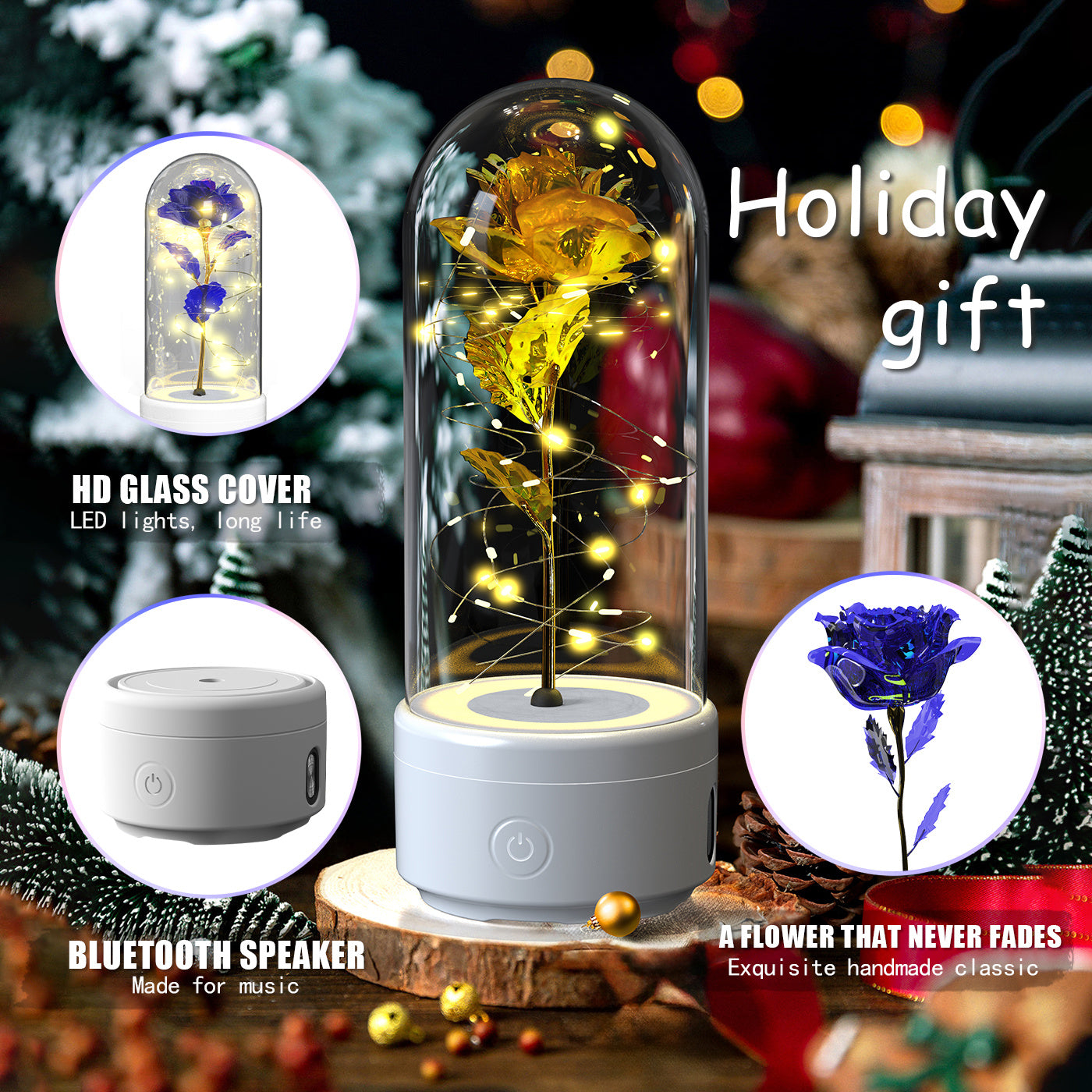 2 In 1 Rose Light And Bluetooth Speaker